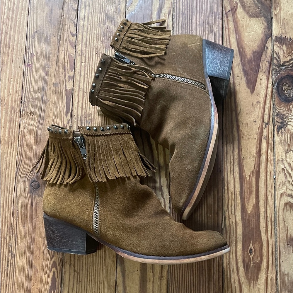 Dell Fringe Ankle Boots - Brown